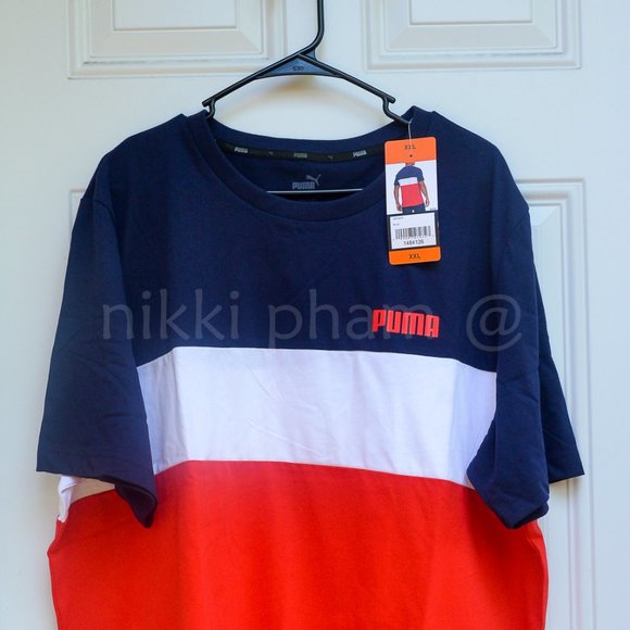 PUMA Men’s Double Down Tee in color block blue - Picture 2 of 4